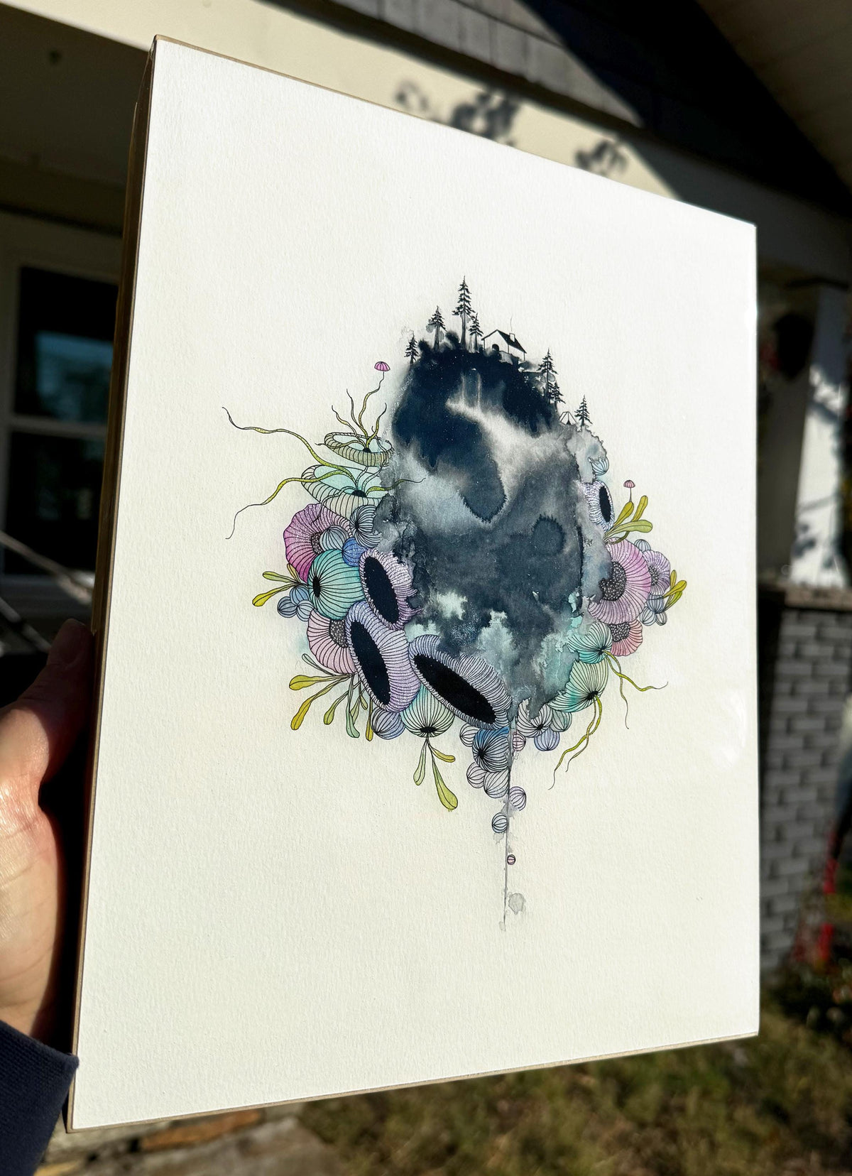 our best life - pen and ink original under resin