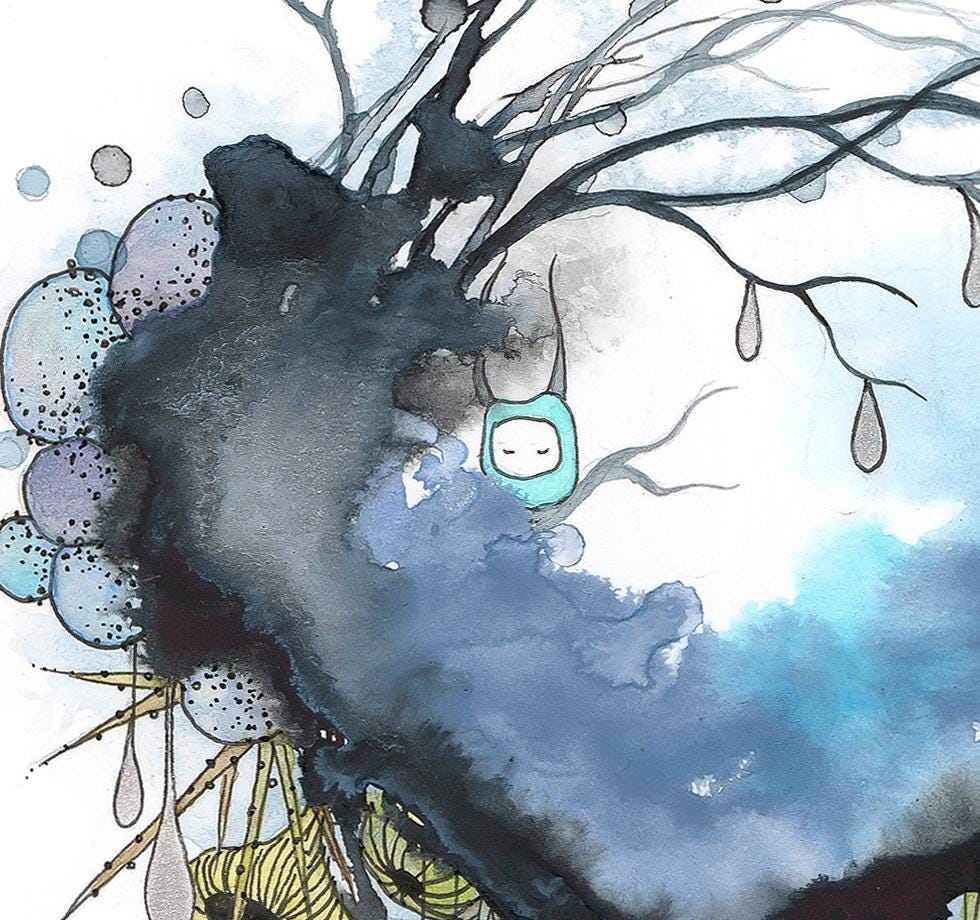 the other side of the storm - pen and ink original under resin