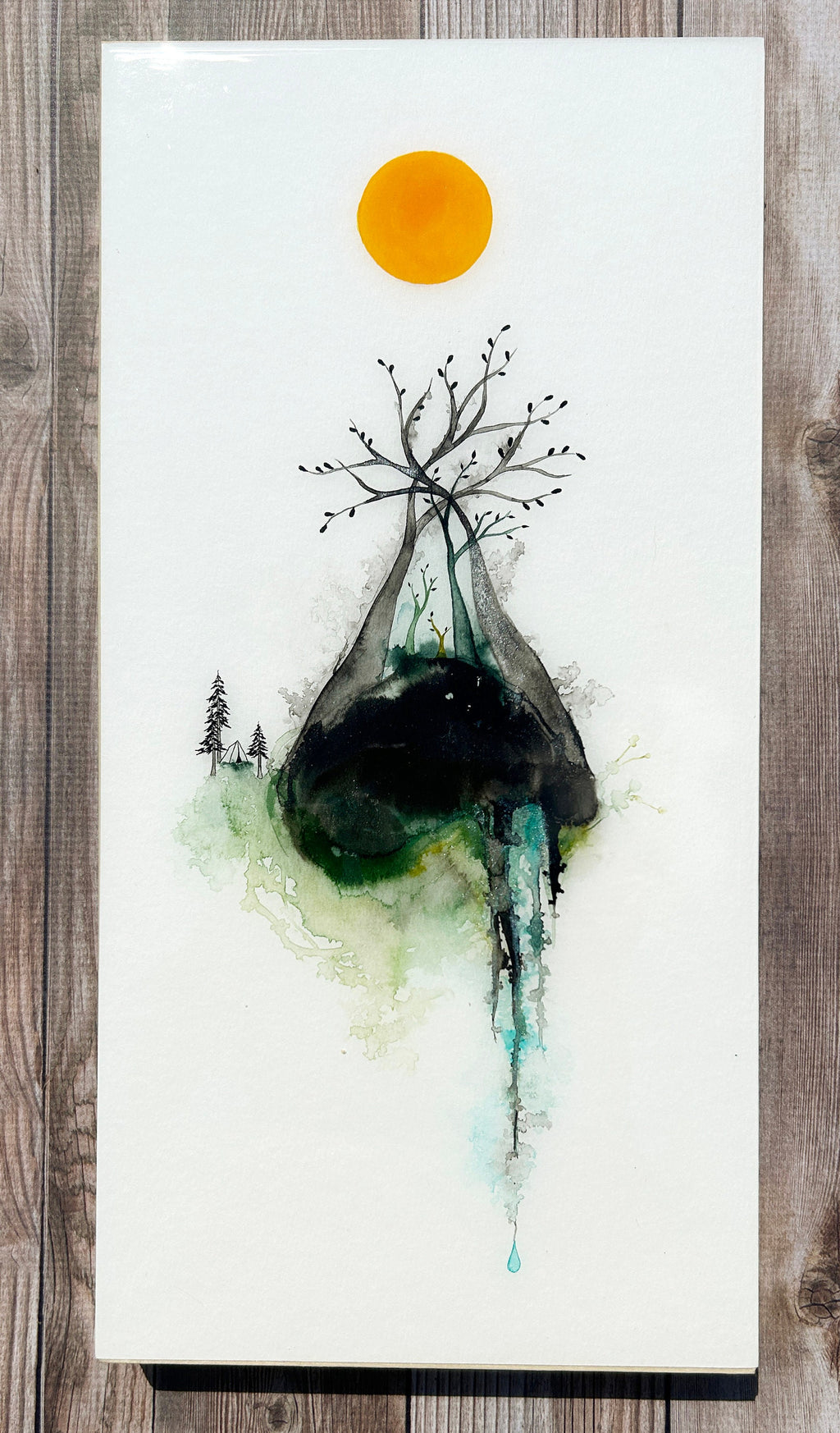 sunny disposition - mixed media original under resin