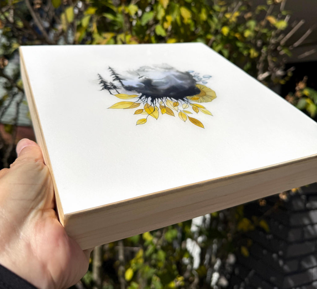 on the quiet side - pen and ink original under resin