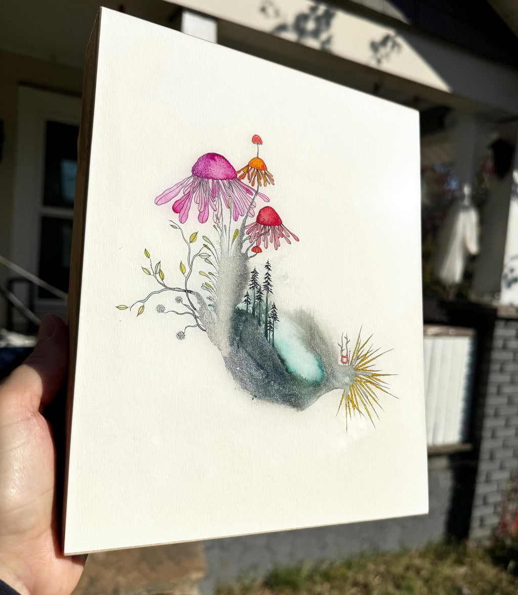 child of the wild - pen and ink original under resin