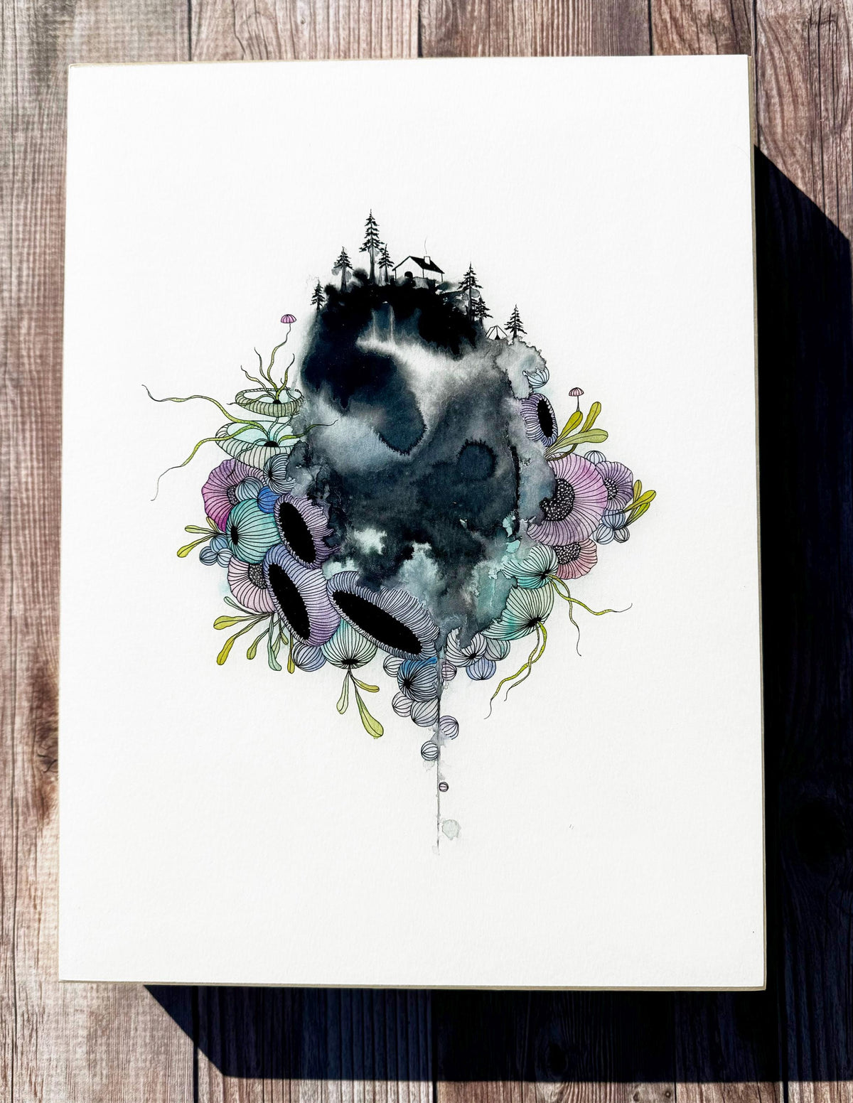 our best life - pen and ink original under resin