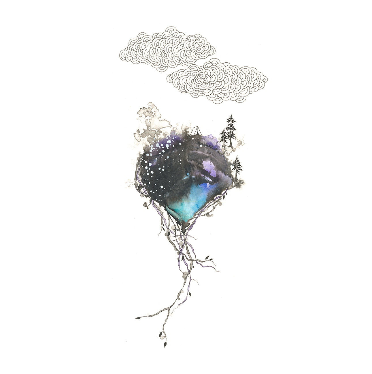 limitless - mixed media original under resin