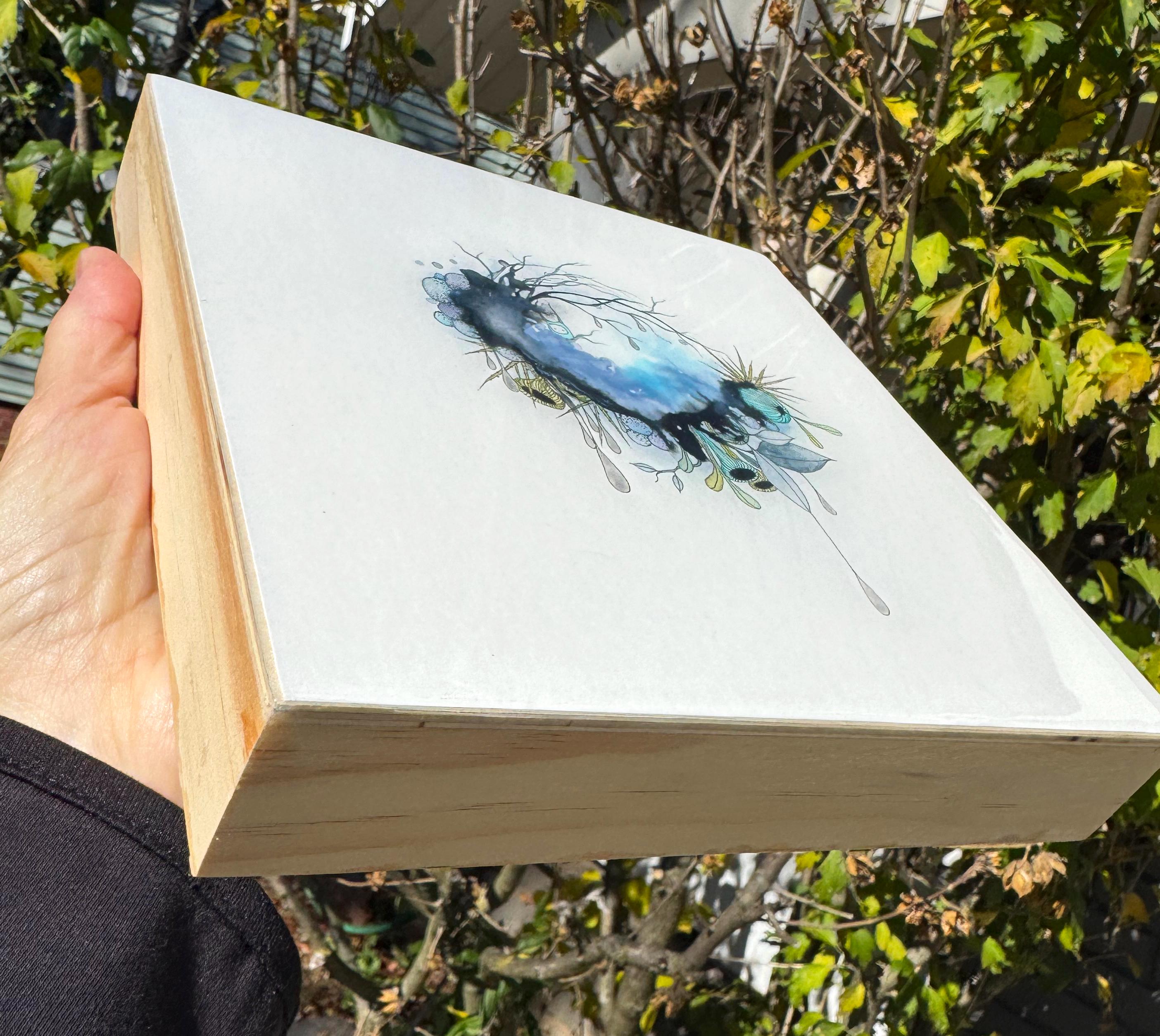 the other side of the storm - pen and ink original under resin