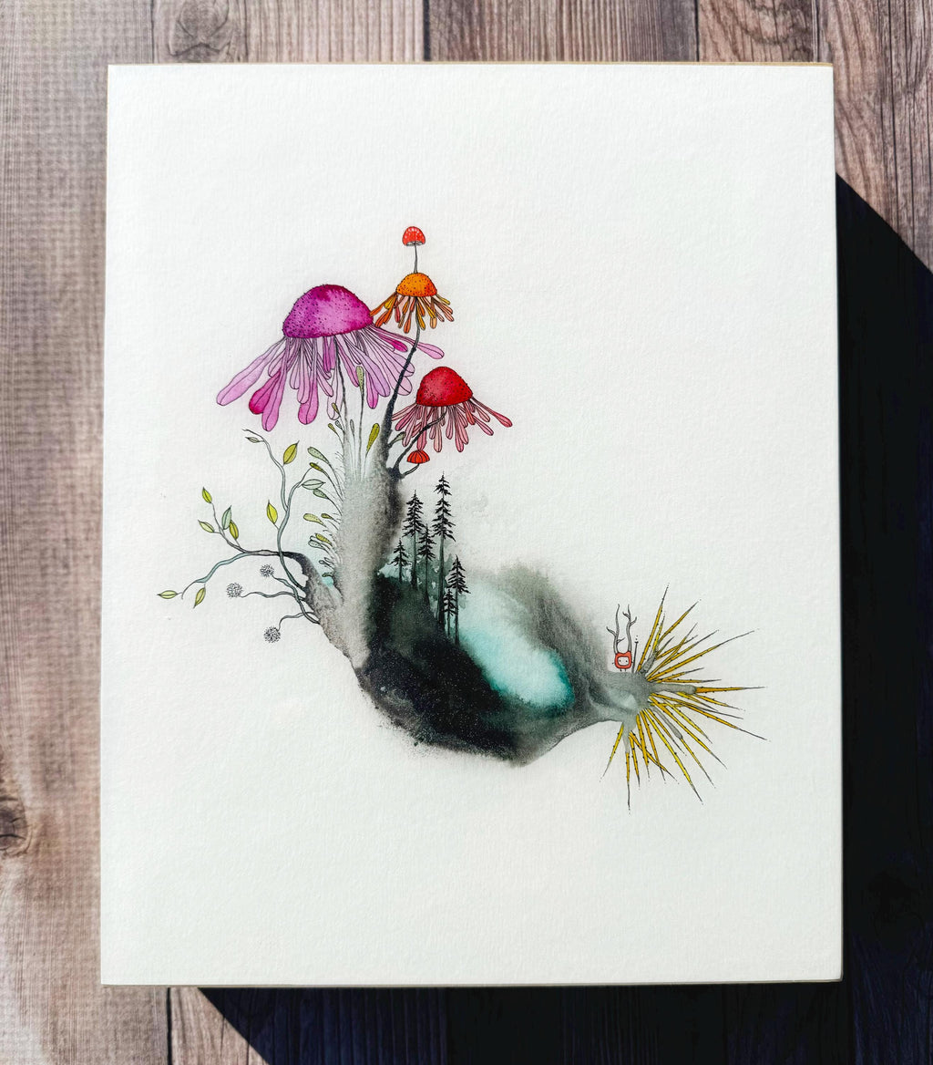 child of the wild - pen and ink original under resin