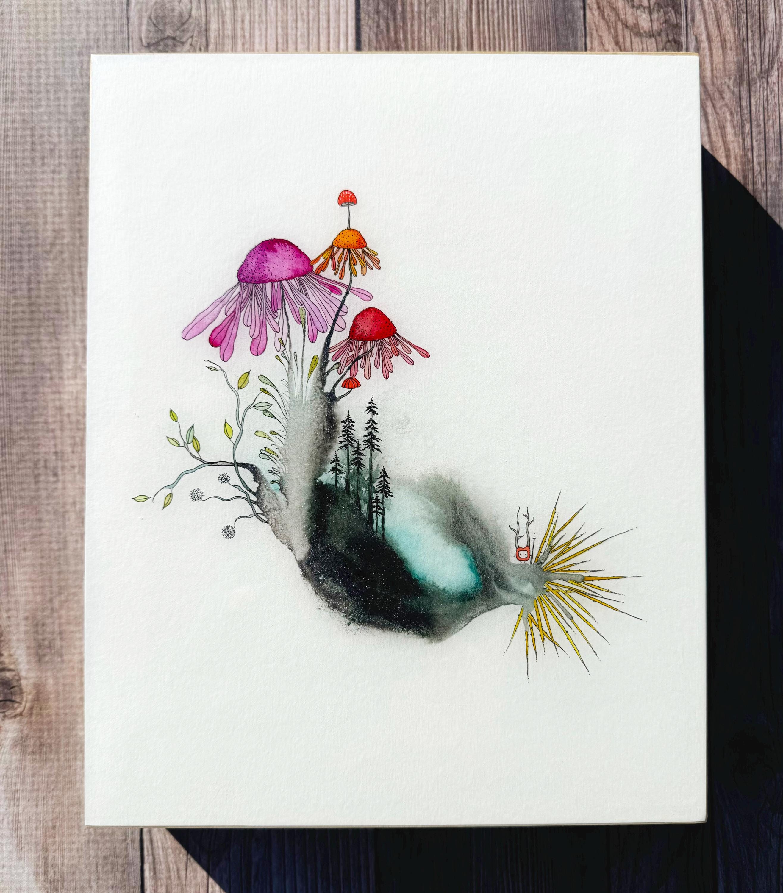 child of the wild - pen and ink original under resin