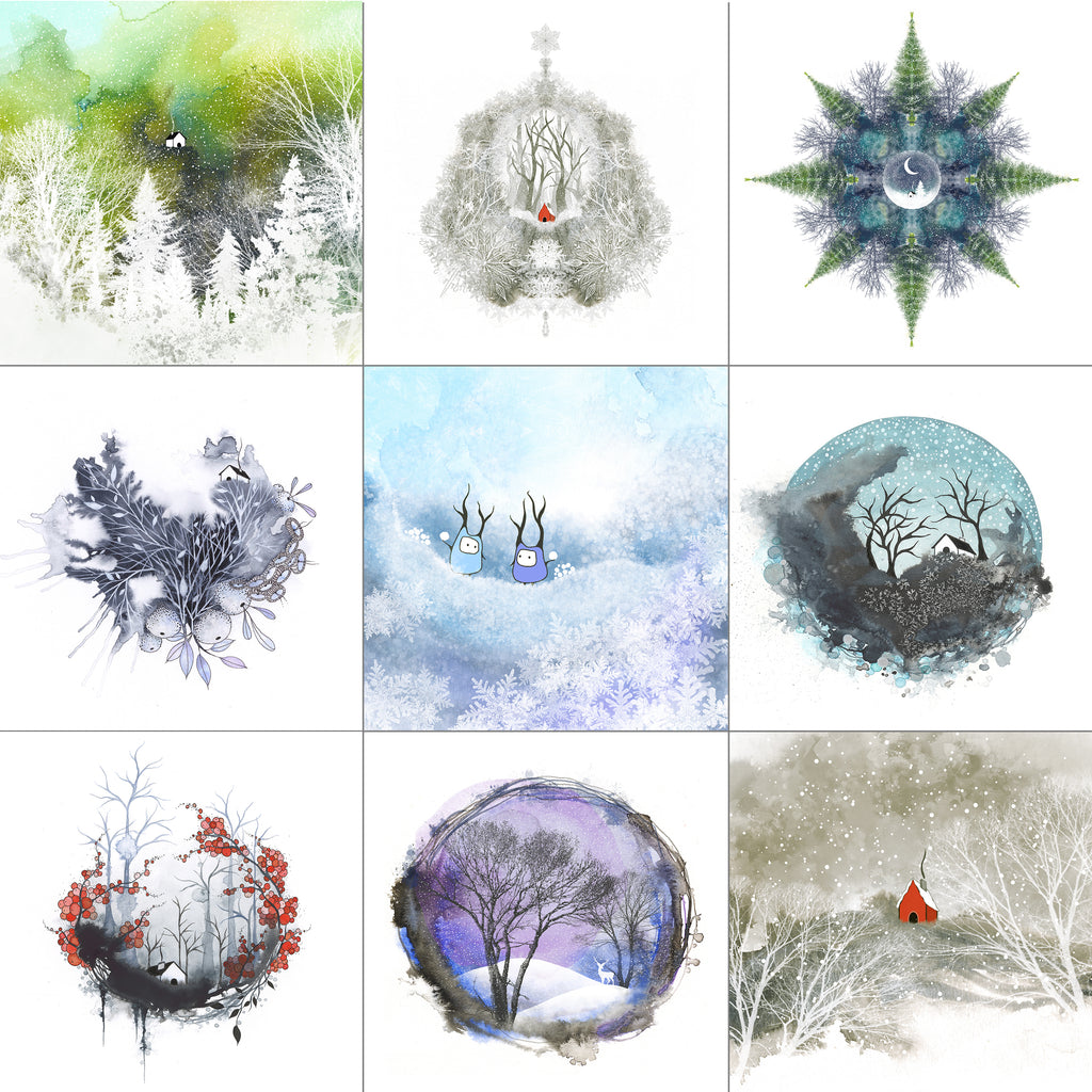 Holiday Note Card Set - 10 different cards