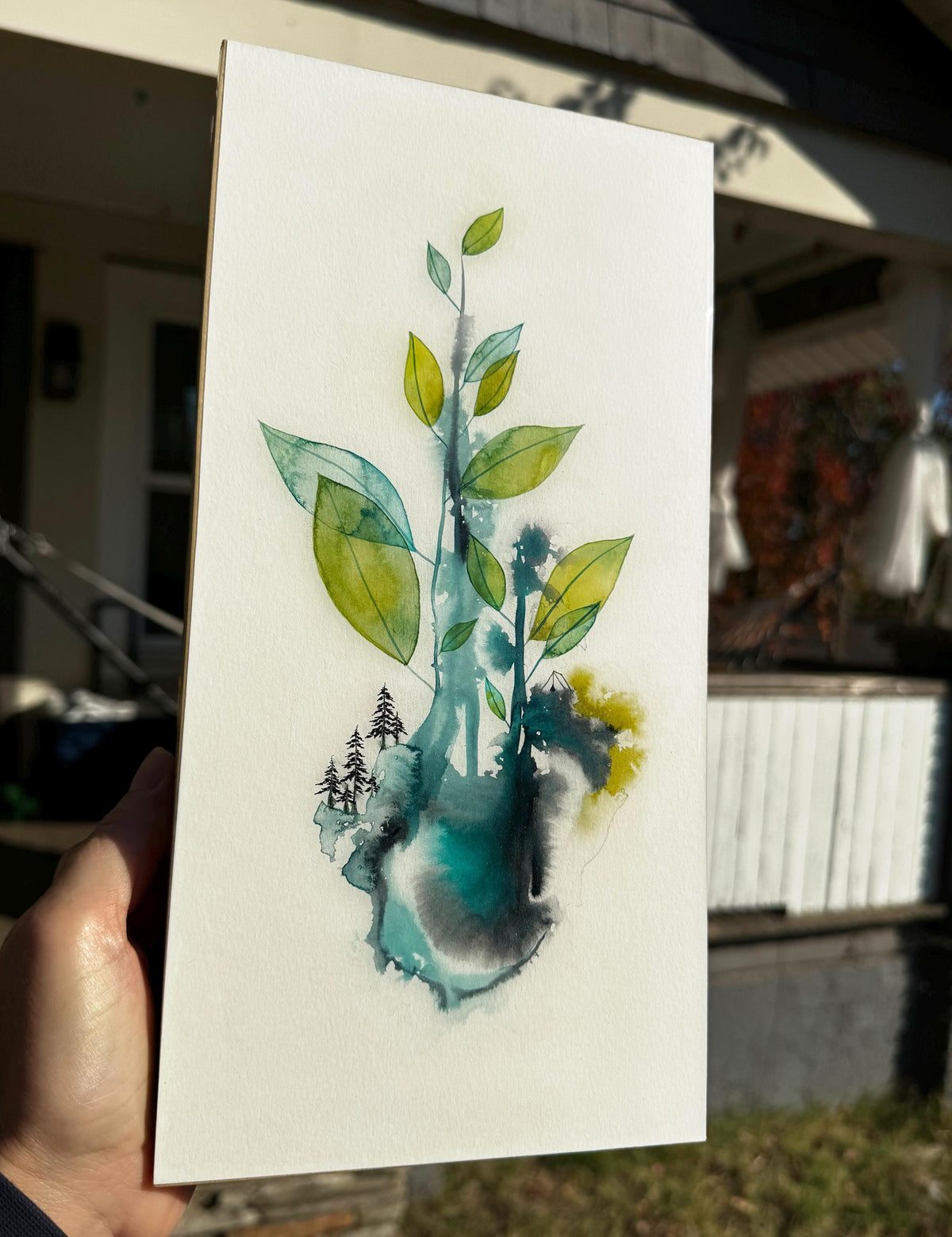 wild green yonder - pen and ink original under resin
