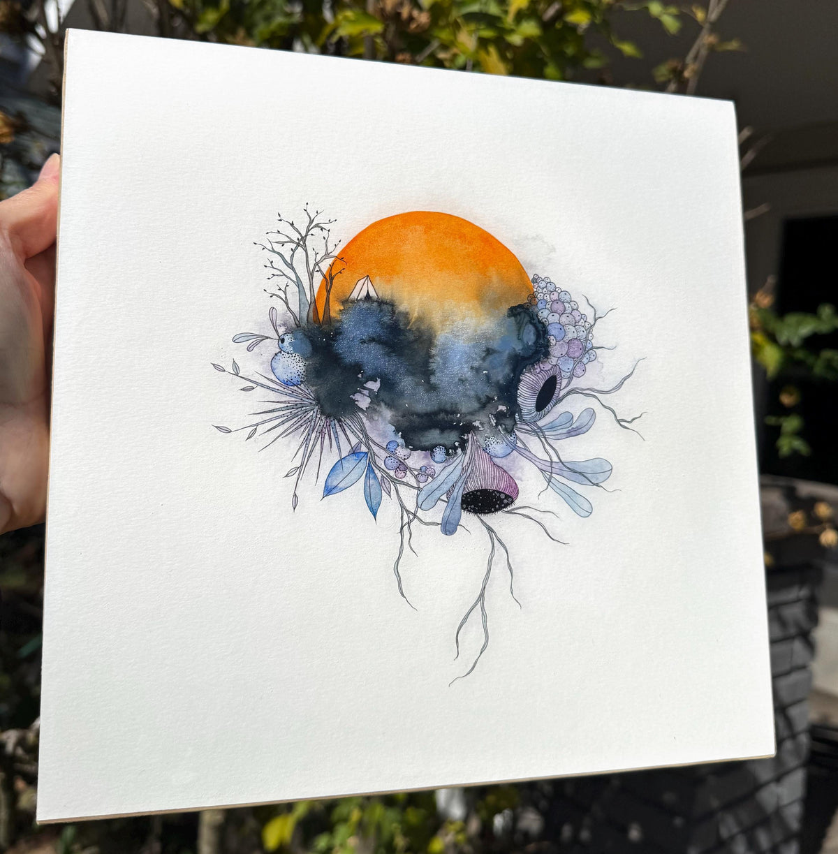 the most perfect day - pen and ink original under resin